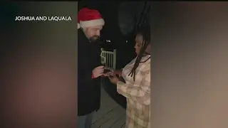 Austintown, Ohio couple Laquala Royal and Josh Bartek get engaged via Christmas lights