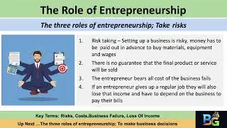 Theme 1- Topic 1.1.3 The Role of Business Enterprise - The role of business enterpise ; taking risk