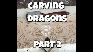 Dragon Leather Hat Carving  Part 2  Veg Tan Leathercraft Tutorial
