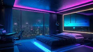 Midnight Neon Rain 🌙🌧️ | Peaceful Rain Ambience for Stress Relief and Focus 🌃💧