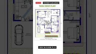 45 x 50 West Facing House Plan 3bhk#houzy #houseplan #westfacinghouse #45x50 #3bhkhouse #parking #3d