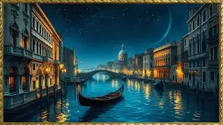 Venice at Night – 4K Vintage Art Screensaver | Gold Frame TV Art | TV Art Background