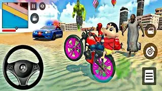🦚 Indian Thift Auto🔥Spiderman & Shinchan Car Showroom 3D Game🏎️ Lot's of Police Car 🎉Hulk Granny Run