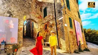 Chiusdino, Italy's Medieval Village, the Beautiful City of Murals，Walking Tours，4K