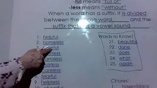 Spelling with suffix -ful and -less