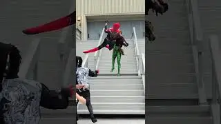 Green Goblin throws Spidey down flight of stairs!! 🎃🕷 #Shorts