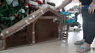 DIY: Casa, Manjedoura  Presépio natalino/É muito barato fazer uma casa de papelão/merry christmas
