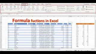 Formulas tab functions in Excel
