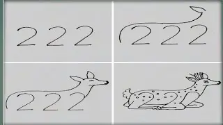 222 Number Se Deer Drawing | Easy Animal Drawing From Numbers | Step By Step