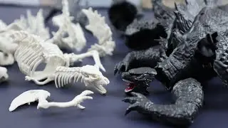 GODZILLA 【Model Kit Build】 Combination of Skeleton and Outer Shell  ASMR KAIJU