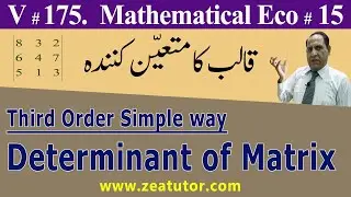 Determinant of Matrix, Simple Method Mathematical Economics Lectures in Urdu/Hindi by Sir Zafar