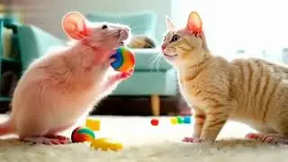 Cat and mouse playing @quickai-f3q