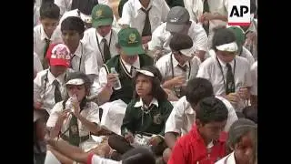 Indian students try to beat toothbrushing record