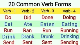 20 COMMON VERBS in English | Verb Forms in English V1 V2 V3 V4 V5 | Forms Of Verb