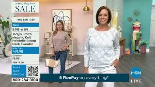 Jaclyn Smith Metallic Knit Pointelle ScoopNeck Sweater