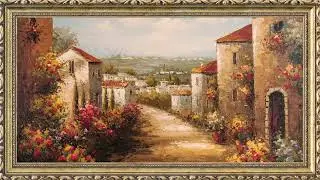 Summer Seaside Village Painting | Free Background | 12 Hours Framed Art | TV Wallpaper | 4K