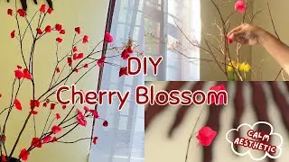 DIY Red Cherry Blossom Tree 🌸| Easy Home Decor Idea EP#1
