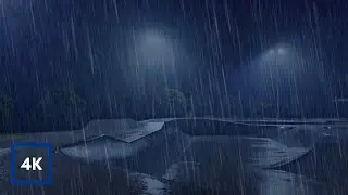 Rain and Thunder in Park at Night to Sleep Fast, Relax, Study, Meditate