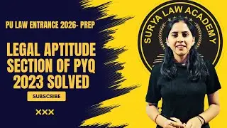 PU Law Entrance | Legal Aptitude PYQ 2023 Solved | Must Practice Questions for 2026 Exam