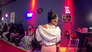 Beautiful Latina Fashion Model struts her stuff down isle @ Industry Night
