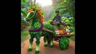 vegetable craft #horse #cart#vegetables#art