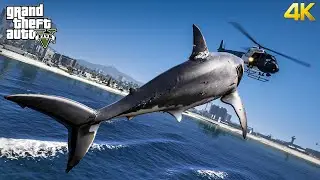 GTA 5 - Megalodon Destroyed Los Santos City (Shark Mod)