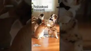 🐶🐰 Mirror Dance Duo! The Dog & Bunny Show Their Moves! #Dog #Bunny #Petdance #shorts #cozywildlings
