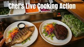 Behind the Scenes: Chef's Live Cooking Action at a French Restaurant