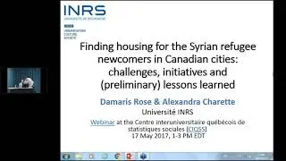 Finding housing for the Syrian refugee newcomers in Canadian cities (May 2017)