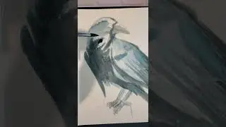 Painting a Crow. Check out the full real time video on my channel #art #painting #watercolor