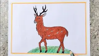 Easy drawing of a deer for childrens .#easyartdrawing