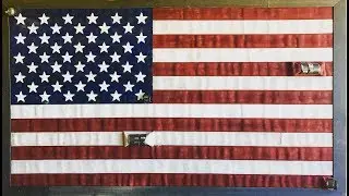 USA American Flag art - Fire hose - fire Station decor