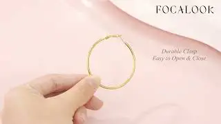 FOCALOOK 14K Gold Plated Lightweight Large Hoops