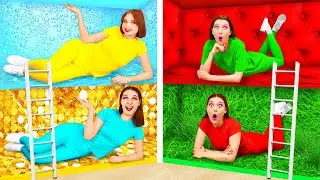 Secret Room Under the Bed Four Colors Challenge | Funny Moments by HAHANOM Challenge
