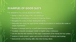 Instructor Tutorial on Writing SLOs