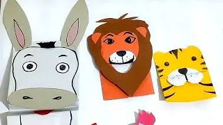 Puppets making||Lion puppet||Art and Craft||Lion Tiger Cock Donkey and Fox||Toy based learning