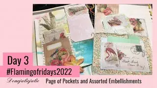 Assorted embellishments - page of pockets, tip in and hidden paperclip.