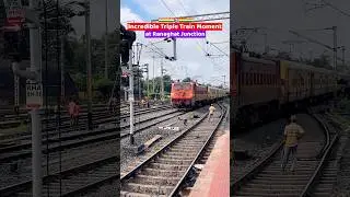 Thrilling Triple Track Moment: WAP-4 Hazarduari Express Meets MEMU and AC EMU at Ranaghat 🔥😱🇮🇳