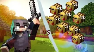 Steve vs 100 BEES dangerous fight / sentom / minecraft