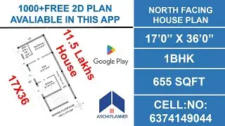 North facing 1bhk house plan|17 x 36 1bhk|655 sqft house plan|1bhk house plan |8lakhs house plan