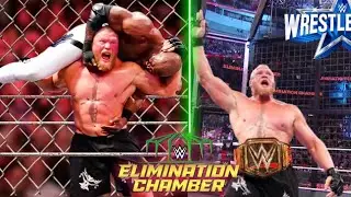 Brock Lesnar Winning WWE Championship at Elimination Chamber 2022