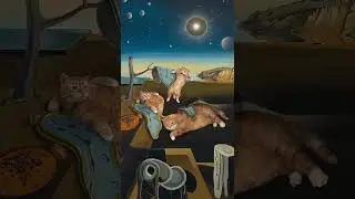 Shocking!😱😱😱 Cat pulls Dali&rsquo;s clocks like taffy!  やばすぎ！😱😱😱猫がダリの時計を引き伸ばす！ #cat #kitten #art
