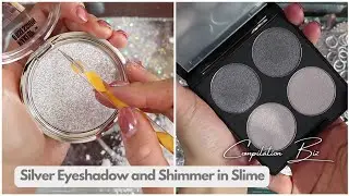ASMR Silver Eyeshadow Slime Compilation | Silver Makeup Slime | Clear Glitter Slime ASMR