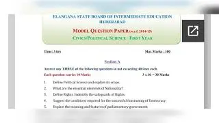 TS Civics question paper|Inter 1st year Civics model paper|Civics model papers|cec|HEC|Civics|inter|