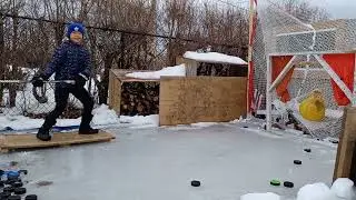 Outdoor Hockey Setup for shooting.  February 10, 2022