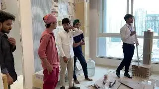How to work of grove , rafter ,tinted glass create design on wall .