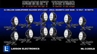 6.5 Million Candlepower Halogen Spotlight - 200lb. Magnetic Grip Base - 12 Volt - 50 Watts
