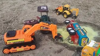 Tractor and JCB Rescue Tanker | ট্যাঙ্কার উদ্ধার অভিযান | ছোটদের খেলনা গাড়ি