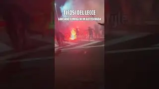 Ultras Lecce lanciano fumogeni all'autogrill di Teano Ovest di ritorno da Frosinone #Lecce #ultras