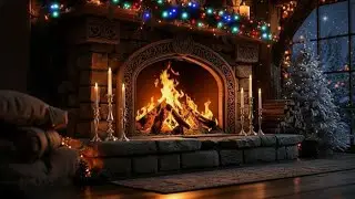 Cozy Christmas Fireplace 4K with Crackling Logs in a Rustic Home Ambience for Stress and Insomnia